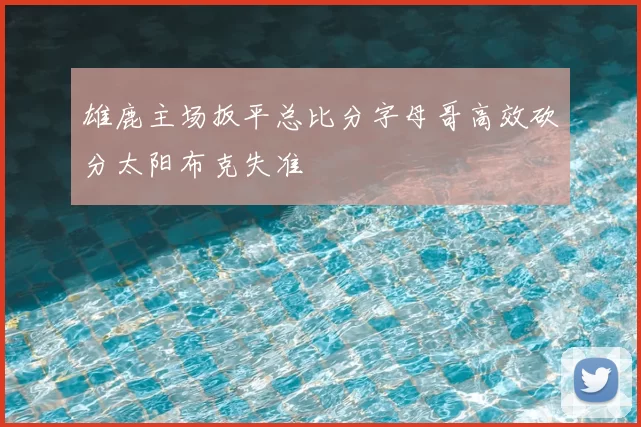 雄鹿主场扳平总比分字母哥高效砍分太阳布克失准